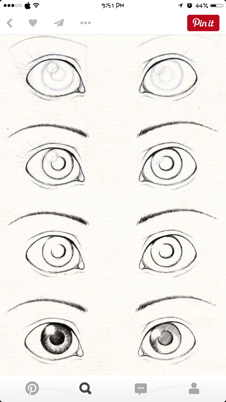 Этапы рисования глаз