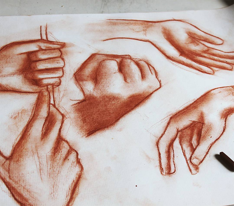 Red hand drawings