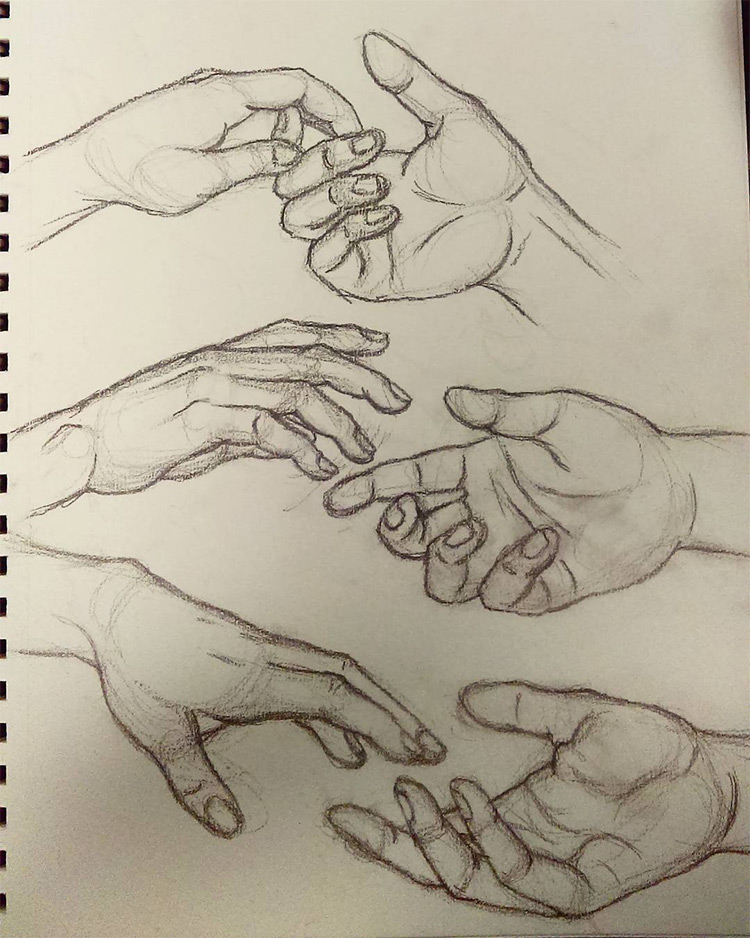 Holding hands drawing practice