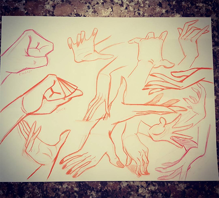 Hand outlines in various poses