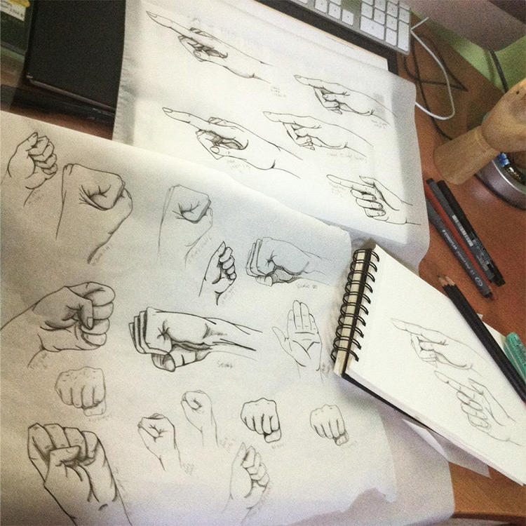 Tons of hand sketches on paper