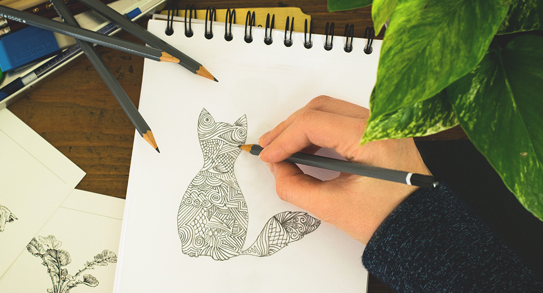 Кот, нарисованный карандашом
