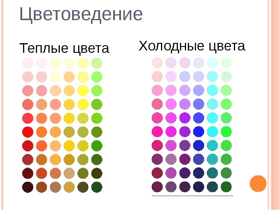 Схема теплых и холодных цветов