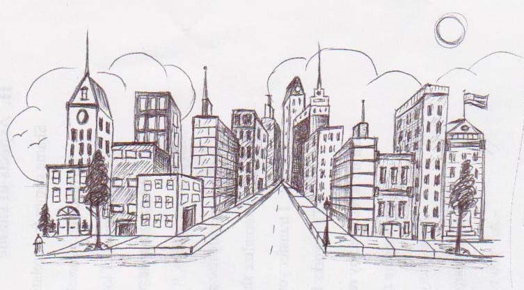 Легкие города 4 буквы. Городской пейзаж карандашом. Город карандашом. Город рисунок. Пейзаж города легкий.