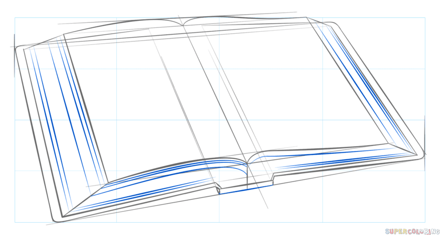 Рисуем открытый. Построение открытой книги. Как нарисовать книгу пошагово. Раскрытая книга в перспективе. Рисунок открытая книга в перспективе.