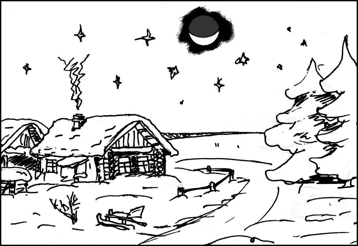 Нарисовать дом на луне 1 класс окружающий. Рисунки зимы для срисовки. Зимний пейзаж рисунок карандашом. Зимние рисунки для срисовки карандашом. Зимний пейзаж раскраска.