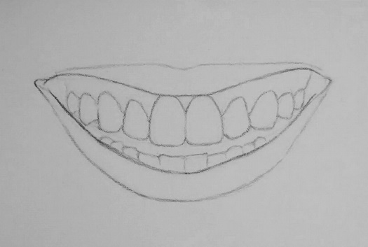how to draw teeth step 4