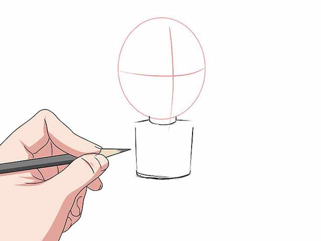 Как нарисовать мультяшного человечка - Нарисуйте цилиндр для шеи и прямоугольник для туловища.