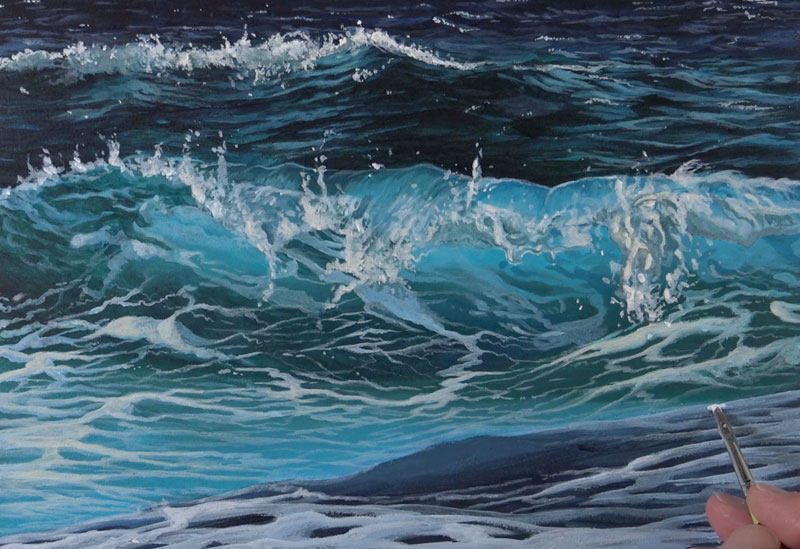 Painting the wave in the foreground