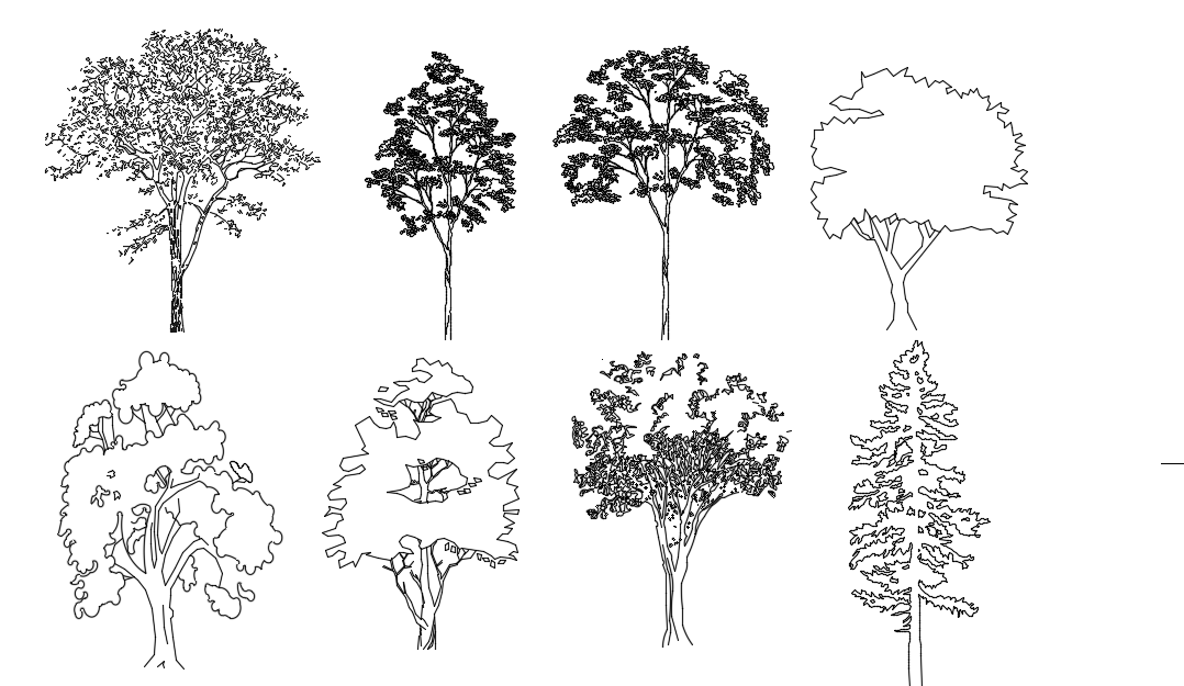Форма деревьев рисунок. Дерево чертеж сбоку. Деревья антураж сбоку. Стаффаж антураж деревья кусты. Антураж деревья архикад.