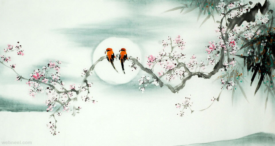 chinese painting birds
