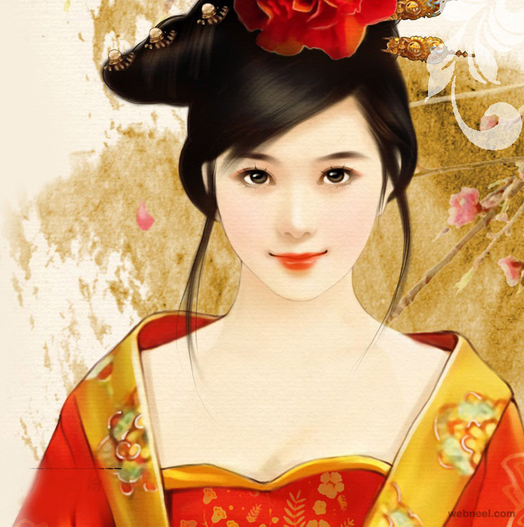 chinese painting girl woman