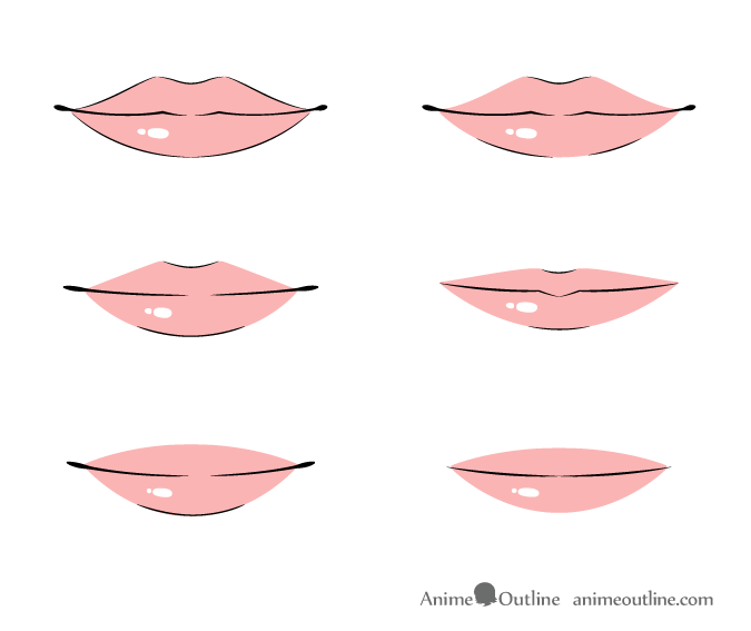 Anime lips front view in color