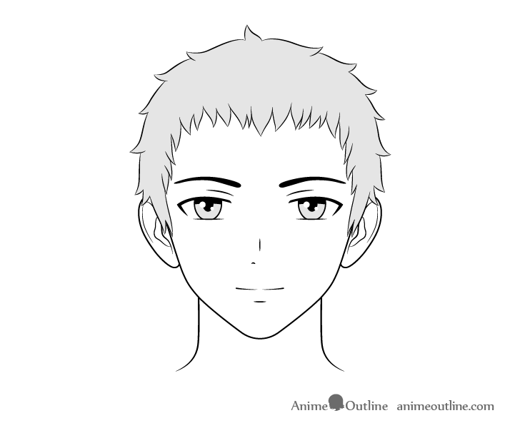 Anime friendly guy face drawing