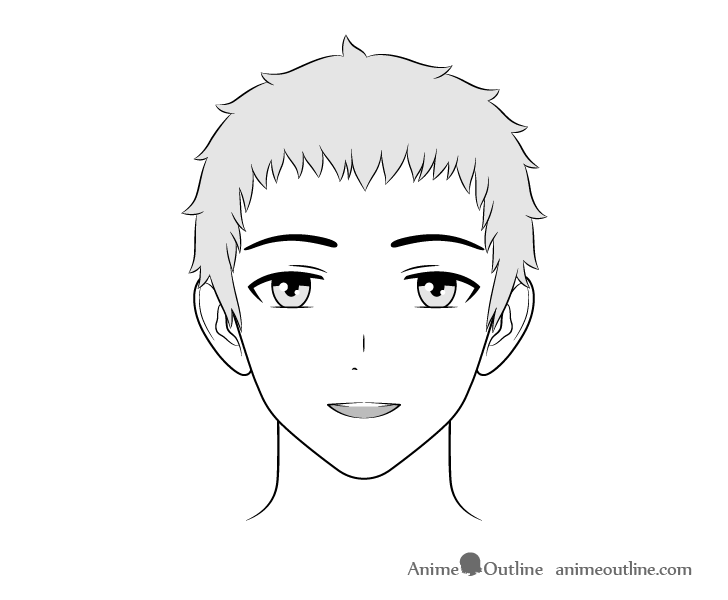 Anime friendly guy surprised face drawing