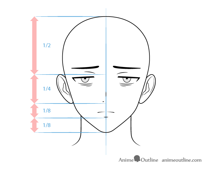 Anime loner male character tired face drawing