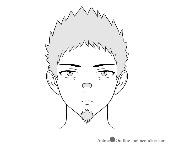 Anime thug guy face drawing
