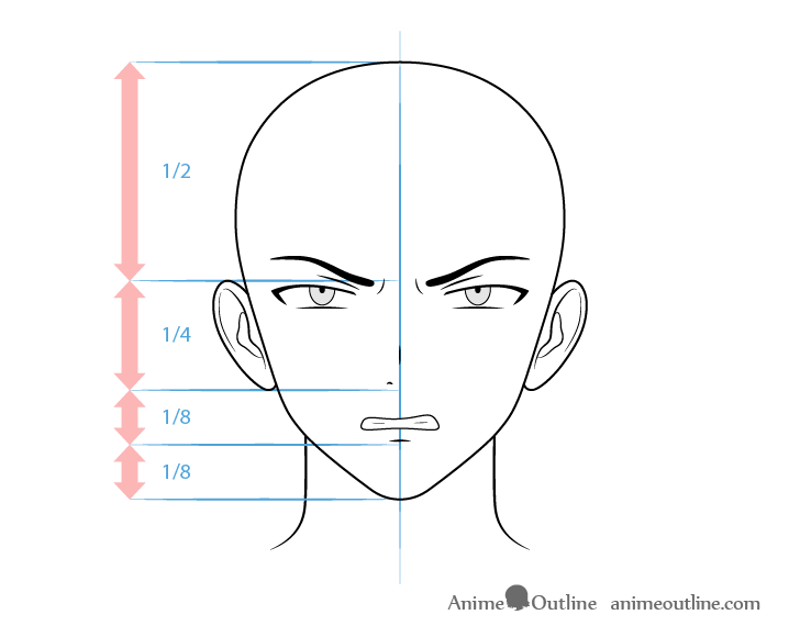 Anime villain male character angry face drawing