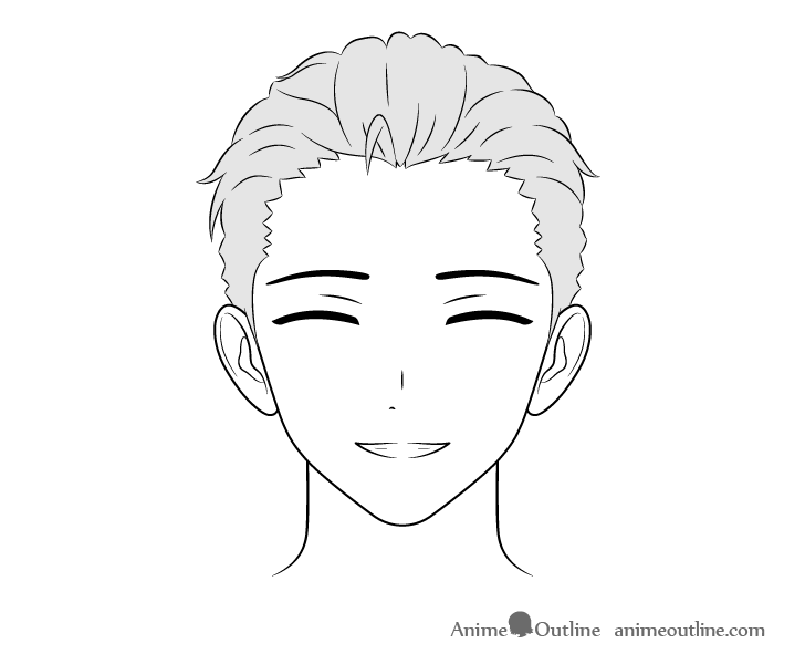 Anime wealthy guy smiling face drawing