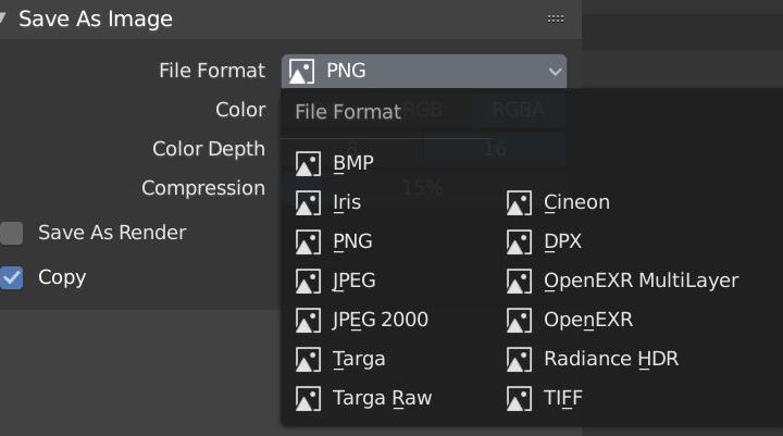 available file types in blender