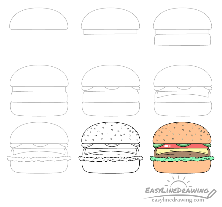 Бургер рисунок карандашом: Как нарисовать гамбургер | DRAWINGFORALL.RU