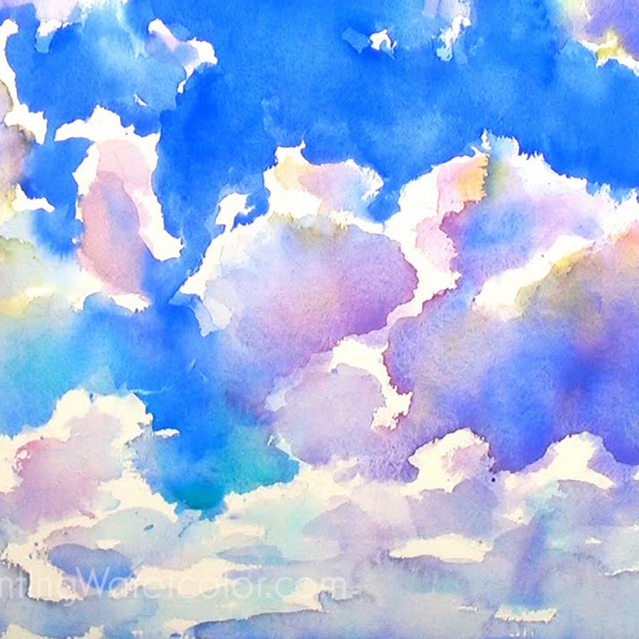 Картинки нарисованное небо. Облака акварелью. Небо акварель. Облака гуашью. Рисование акварельными красками.